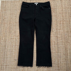 Zara Black Denim Raw Hem Straight Leg Jeans Size 12